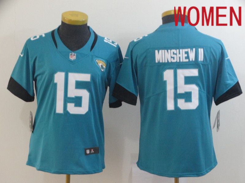 Women Jacksonville Jaguars 15 Minshew ii Green Nike Vapor Untouchable Limited Player NFL Jerseys